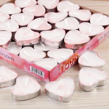 Obrázek Svíčka srdce 50 ks - bílá