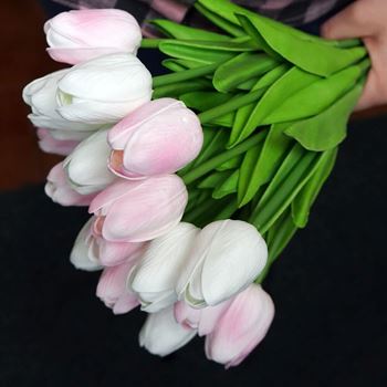 Obrázek z Umělé tulipány 10 ks - světle růžové 