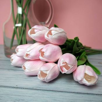 Obrázek z Umělé tulipány 10 ks - světle růžové 